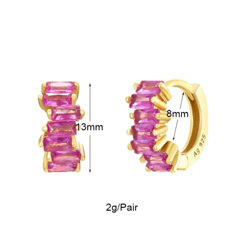 Gold and Pink Huggie Earrings